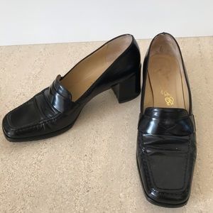 Fieramosca & Co black leather heeled loafers
